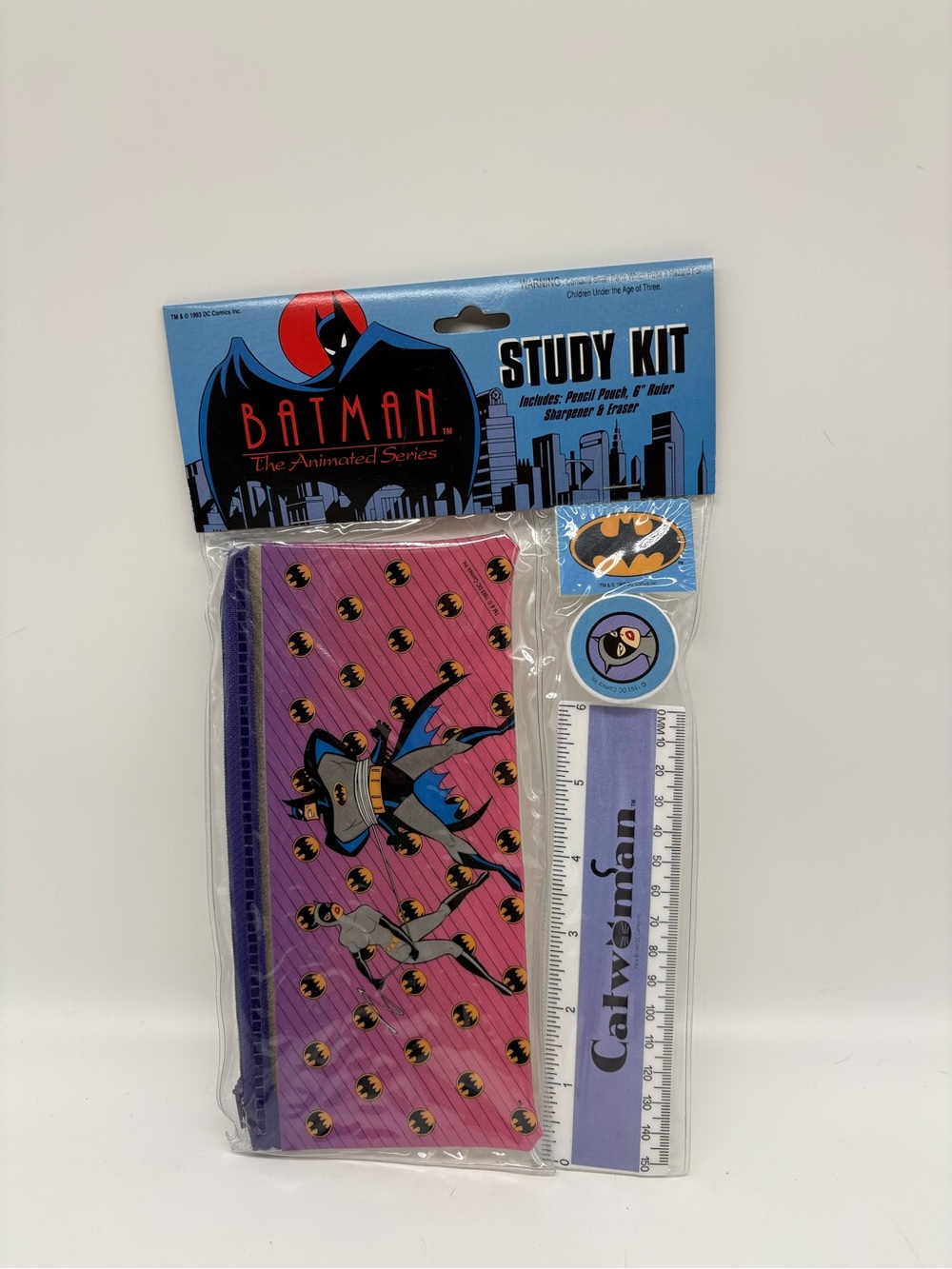 Catwoman vintage school kit Pencil Case, Ruler Batman the Animated Series